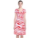 Red and White Zebra Short Sleeve Front Wrap Dress View1