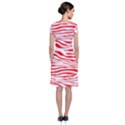 Red and White Zebra Short Sleeve Front Wrap Dress View2