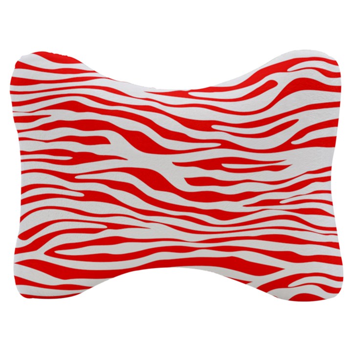 Red and White Zebra Velour Seat Head Rest Cushion