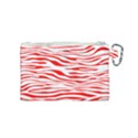 Red and White Zebra Canvas Cosmetic Bag (Small) View2