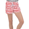 Red and White Zebra Velour Lounge Shorts View1