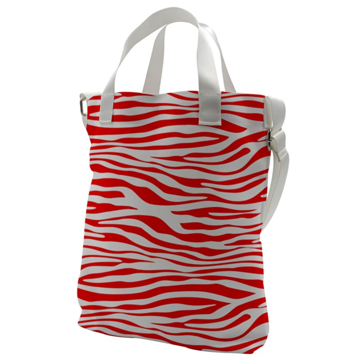 Red and White Zebra Canvas Messenger Bag