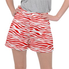 Red And White Zebra Ripstop Shorts by Angelandspot