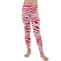 Red and White Zebra Kids  Lightweight Velour Leggings View1