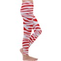 Red and White Zebra Kids  Lightweight Velour Leggings View3