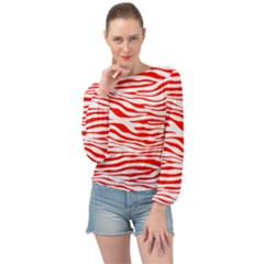 Red And White Zebra Banded Bottom Chiffon Top by Angelandspot