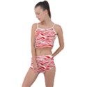 Red and White Zebra Summer Cropped Co-Ord Set View1