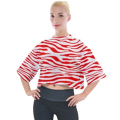 Red And White Zebra Mock Neck Tee by Angelandspot