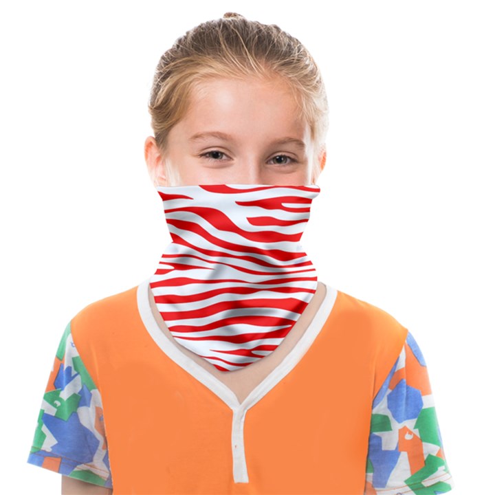 Red and White Zebra Face Covering Bandana (Kids)