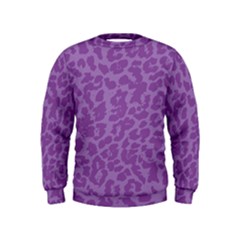 Purple Big Cat Pattern Kids  Sweatshirt by Angelandspot