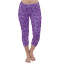 Purple Big Cat Pattern Capri Winter Leggings  View1