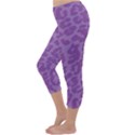 Purple Big Cat Pattern Capri Winter Leggings  View2