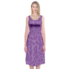 Purple Big Cat Pattern Midi Sleeveless Dress by Angelandspot