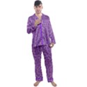 Purple Big Cat Pattern Men s Long Sleeve Satin Pyjamas Set View1