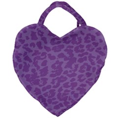 Purple Big Cat Pattern Giant Heart Shaped Tote by Angelandspot