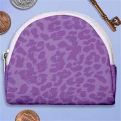 Purple Big Cat Pattern Horseshoe Style Canvas Pouch by Angelandspot