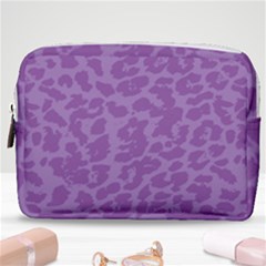 Purple Big Cat Pattern Make Up Pouch (medium) by Angelandspot