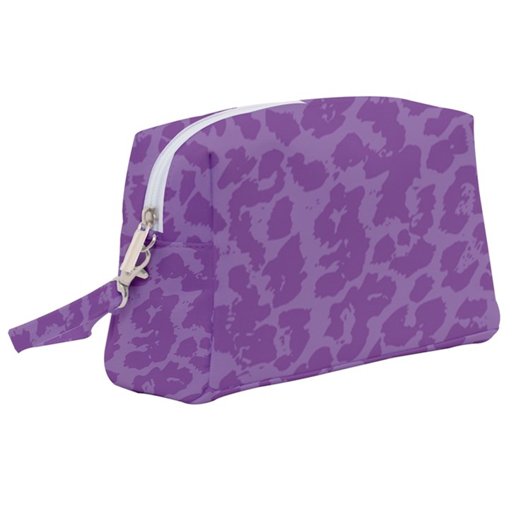 Purple Big Cat Pattern Wristlet Pouch Bag (Large)