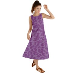 Purple Big Cat Pattern Summer Maxi Dress