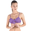 Purple Big Cat Pattern Tie Up Cut Bikini Top View1