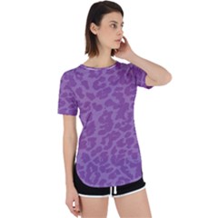 Purple Big Cat Pattern Perpetual Short Sleeve T-shirt by Angelandspot