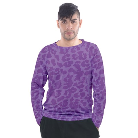 Purple Big Cat Pattern Men s Long Sleeve Raglan Tee by Angelandspot