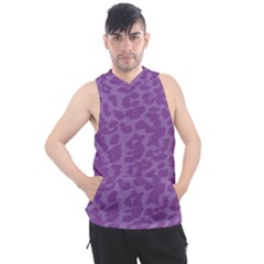 Purple Big Cat Pattern Men s Sleeveless Hoodie by Angelandspot