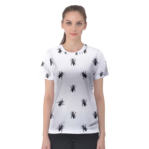 Housefly Drawing Motif Print Pattern Women s Sport Mesh Tee by dflcprintsclothing