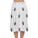 Housefly Drawing Motif Print Pattern Velvet Flared Midi Skirt View2