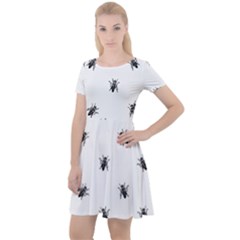 Housefly Drawing Motif Print Pattern Cap Sleeve Velour Dress  by dflcprintsclothing