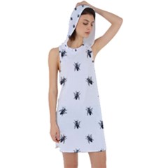 Housefly Drawing Motif Print Pattern Racer Back Hoodie Dress