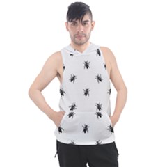 Housefly Drawing Motif Print Pattern Men s Sleeveless Hoodie