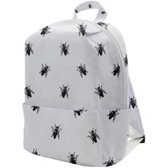 Housefly Drawing Motif Print Pattern Zip Up Backpack