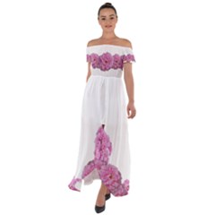 Ladies Roses Off Shoulder Open Front Chiffon Dress