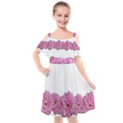 Pink Wild Roses Girls Kids  Cut Out Shoulders Chiffon Dress by GrandmaGenSon