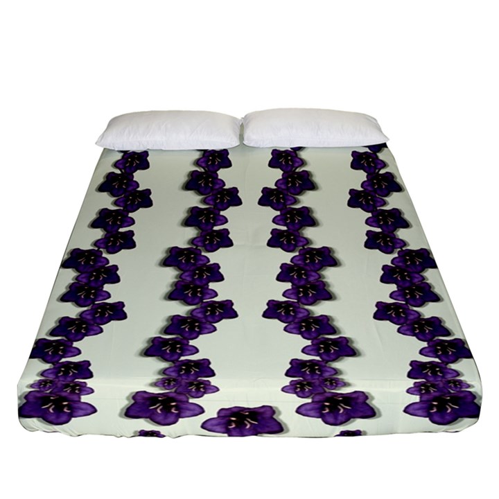 Blue Flowers Of Peace Small Of Love Fitted Sheet (Queen Size)