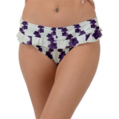 Blue Flowers Of Peace Small Of Love Frill Bikini Bottom