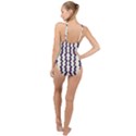 Blue Flowers Of Peace Small Of Love High Neck One Piece Swimsuit View2