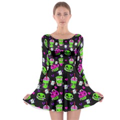 Spooky Foods Long Sleeve Skater Dress by Steampunkkittie