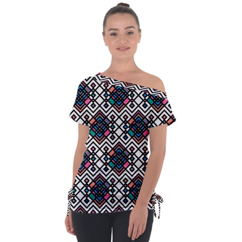 Boho Geometric Tie-up Tee by tmsartbazaar