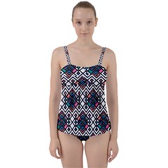 Boho Geometric Twist Front Tankini Set