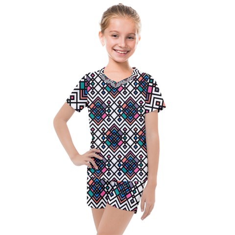 Boho Geometric Kids  Mesh Tee And Shorts Set by tmsartbazaar