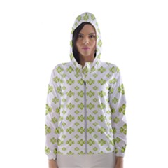 Bright Leaves Motif Print Pattern Design Women s Hooded Windbreaker by dflcprintsclothing