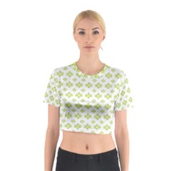 Bright Leaves Motif Print Pattern Design Cotton Crop Top by dflcprintsclothing