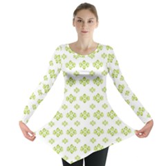 Bright Leaves Motif Print Pattern Design Long Sleeve Tunic  by dflcprintsclothing