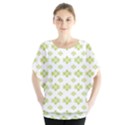 Bright Leaves Motif Print Pattern Design Batwing Chiffon Blouse View1