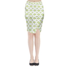 Bright Leaves Motif Print Pattern Design Midi Wrap Pencil Skirt