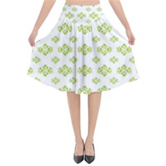 Bright Leaves Motif Print Pattern Design Flared Midi Skirt by dflcprintsclothing