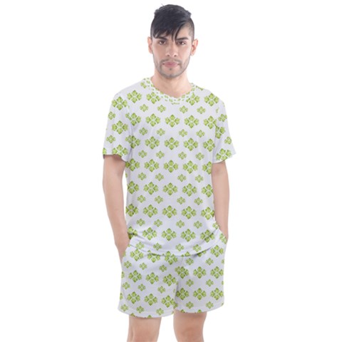 Bright Leaves Motif Print Pattern Design Men s Mesh Tee And Shorts Set by dflcprintsclothing