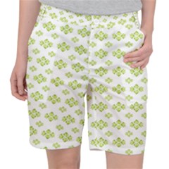 Bright Leaves Motif Print Pattern Design Pocket Shorts